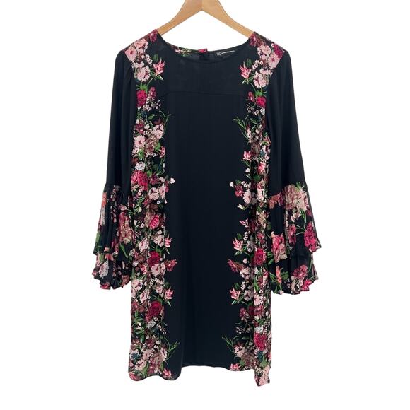 INC International Concepts black floral boho pleated bell sleeve shift dress 10 - Picture 3 of 8